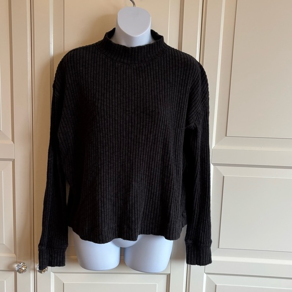 Everlane  Cozy Ribbed  Funnel Neck Sweater Black Size M  Organic Cotton Blend - Picture 6 of 14
